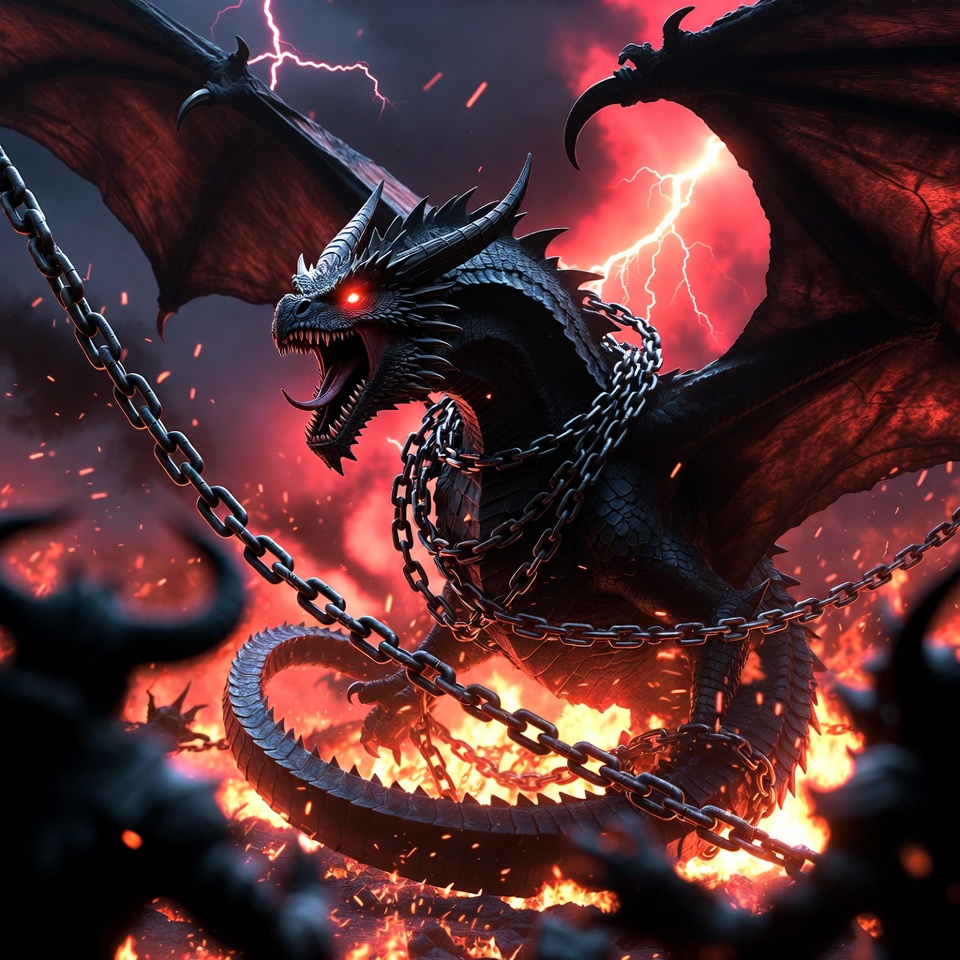 The dragon turning against the darkness