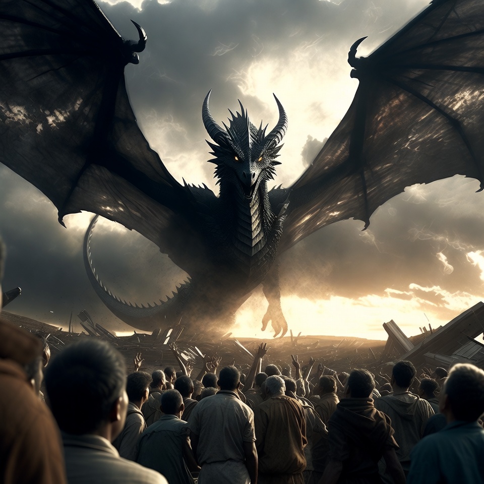 Dragon wings shielding the innocent